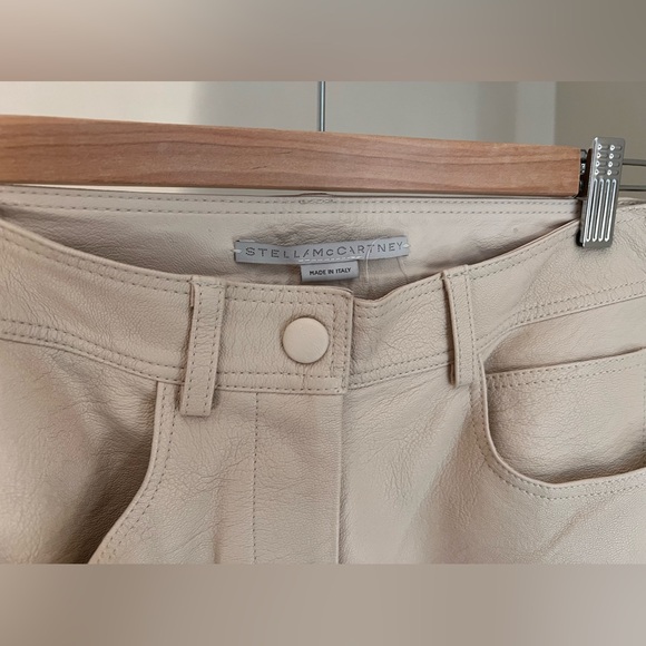 Stella McCartney Altermat beige straight leg faux leather trousers pants 36 - Picture 6 of 11